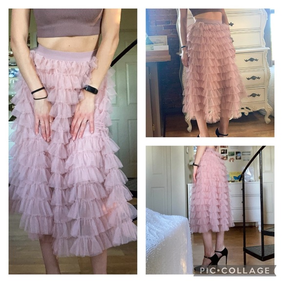 Vintage BETSEY JOHNSON Ruffle Tiered Tulle Skirt Ballet Pink Frilly Party Skirt - Picture 15 of 15